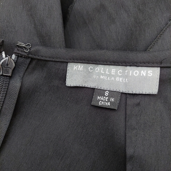 KM Collections Skirt Mini Ruffle Tulip Flare Tiered Nylom Stretch Zip Black 8 - Picture 2 of 4